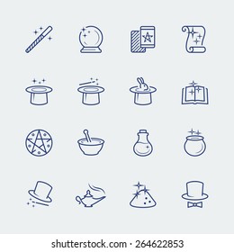 Vector set of magic related icons