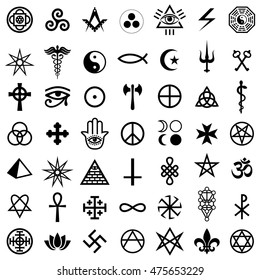 Vector set of magic signs and various crosses