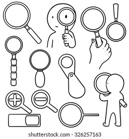 vector set of magnifying glass