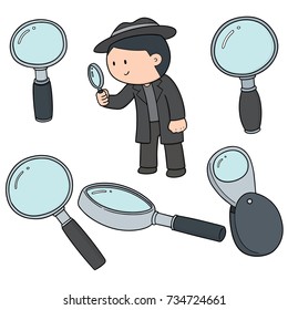 vector set of magnifying glass