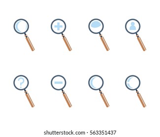 Vector set of magnifying glass icons.