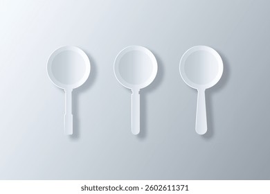 Vector set of magnifying glass made in white paper art style 