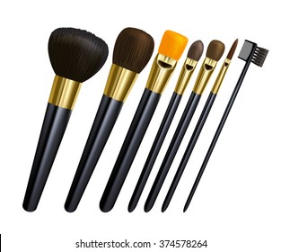 Vector set make-up beautiful realistic brushes 