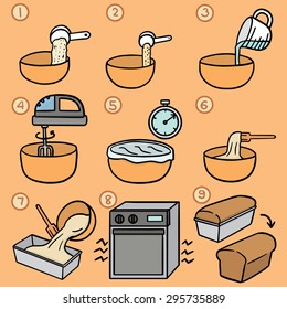 vector set of making bread