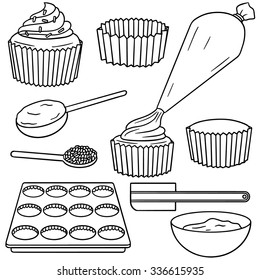 vector set of making cupcake