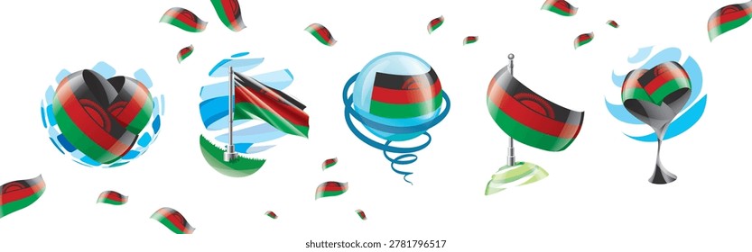 Vector set of the Malawian flag in various creative designs