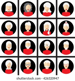 Vector set of male and female faces avatars. People faces icon collection in flat style. Human persons or portraits for profile, business, internet, social network, community