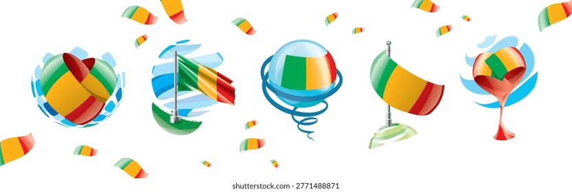 Vector set of the Malian flag in various creative designs