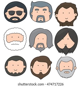 vector set of man with beard