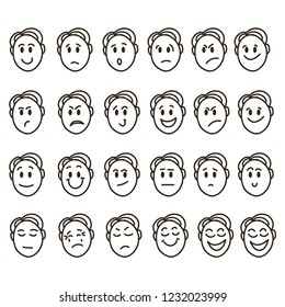Vector set man character with emotion card.