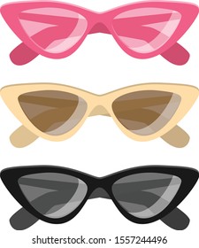 Vector set of man colorful sunglasses of different colors