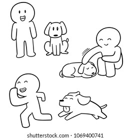 vector set of man and dog