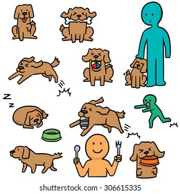vector set of man and dog