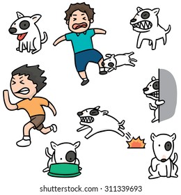 vector set of man and dog