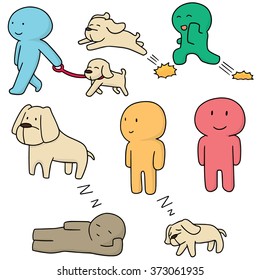 vector set of man and dog