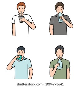 vector set of man drinking