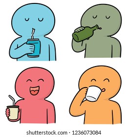 vector set of man drinking