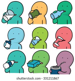 vector set of man drinking