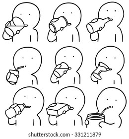 vector set of man drinking