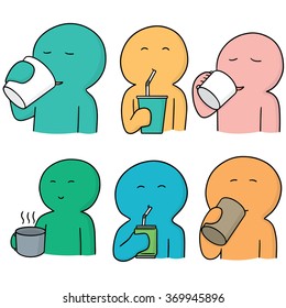 vector set of man drinking
