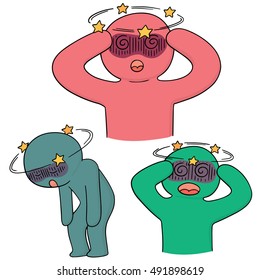vector set of man got dizziness