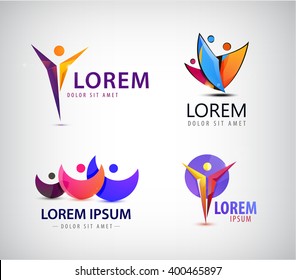 Vector set of man logo, human logo, leadership logos, icons, illustrations. Business, sport logo, family logo concept.