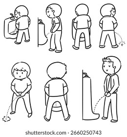 vector set of man peeing