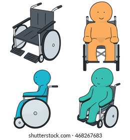 vector set of man sitting in wheelchair