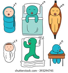 vector set of man sleeping