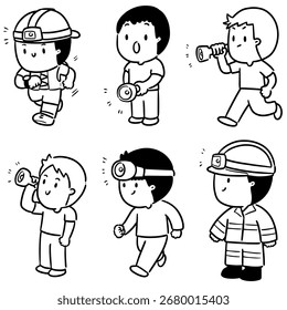 conjunto de vetores do homem usando tocha