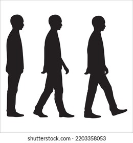 Vector Set Of Man Walk Cycle Silhouettes Illustration Isolated On White Background
