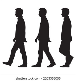 Vector Set Of Man Walk Cycle Silhouettes Illustration Isolated On White Background