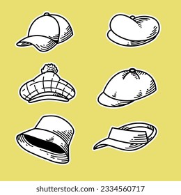 vector set of man and woman golfer elegant hats. fashion theme