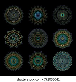 Vector set of mandala design. Vintage decorative elements. Oriental pattern.