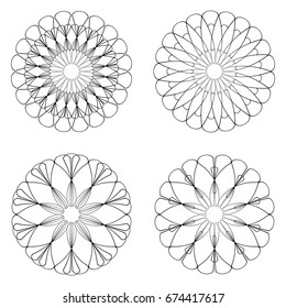Vector set of mandalas. Abstract geometric patterns.