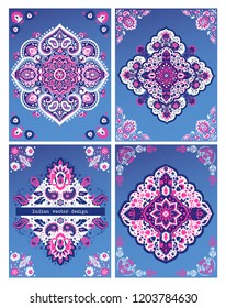 Vector set of mandalas. Can be used for yoga mats, greeting and buziness cards, textile, package design