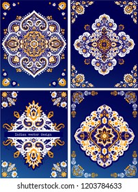 Vector set of mandalas. Can be used for yoga mats, greeting and buziness cards, textile, package design