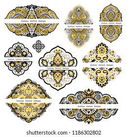 Vector set of mandalas, design elements. Can be used for yoga mats, greeting and buziness cards, textile
