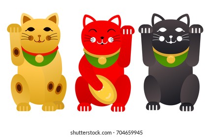 Vector set of Maneki Neko cats