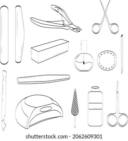 Conjunto vectorial de iconos de manicura y cuidado de uñas