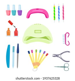 Vector set of manicure tools.