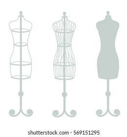 Vector set of mannequins in grey color
