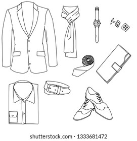 Vector set man's clothing and accessories