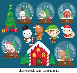 a vector set of many character in Christmas theme