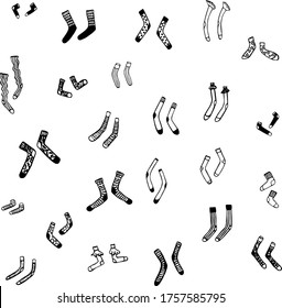 vector set of many different pairs of socks in a hand drawn cartoon style