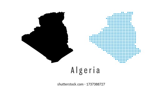 Vector setzen Karte von Algerien schwarz-blaue Punkte.