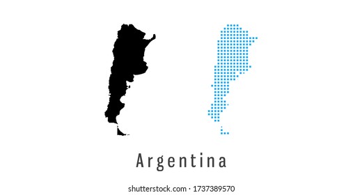 Vector set map of Argentina black and blue dots.