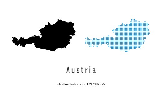 Vector set map of Austria black and blue dots.