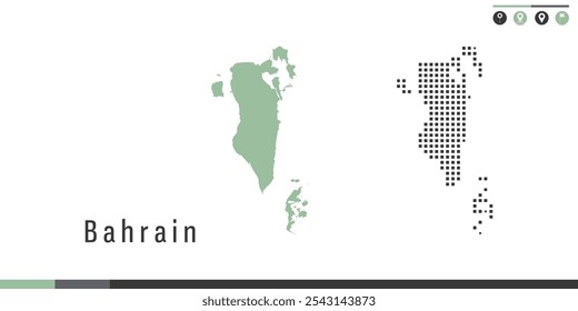 Mapa de conjunto de Vectores de puntos verdes y grises de Bahréin.