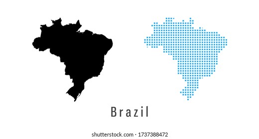 Vector set map of Brazil black and blue dots.